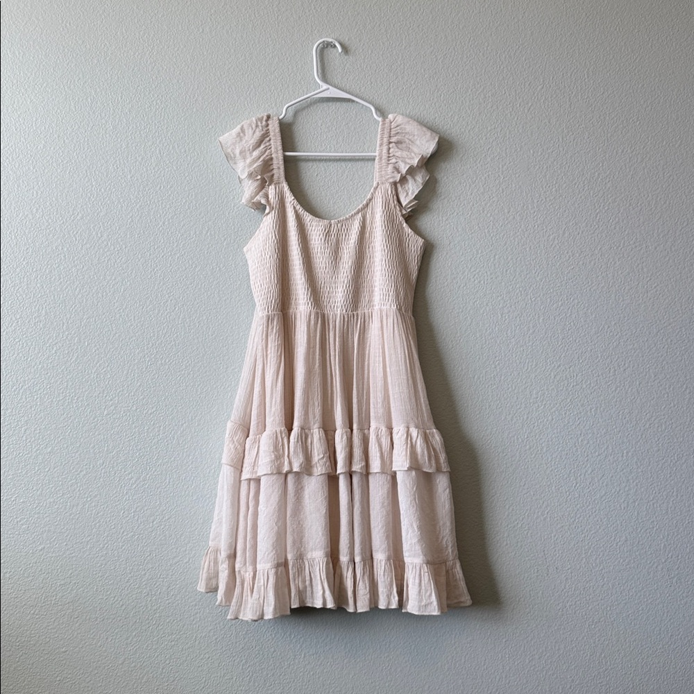 Elegant Cream Ruffle Dress